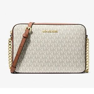 Michael Kors Cream and Brown Crossbody Bag